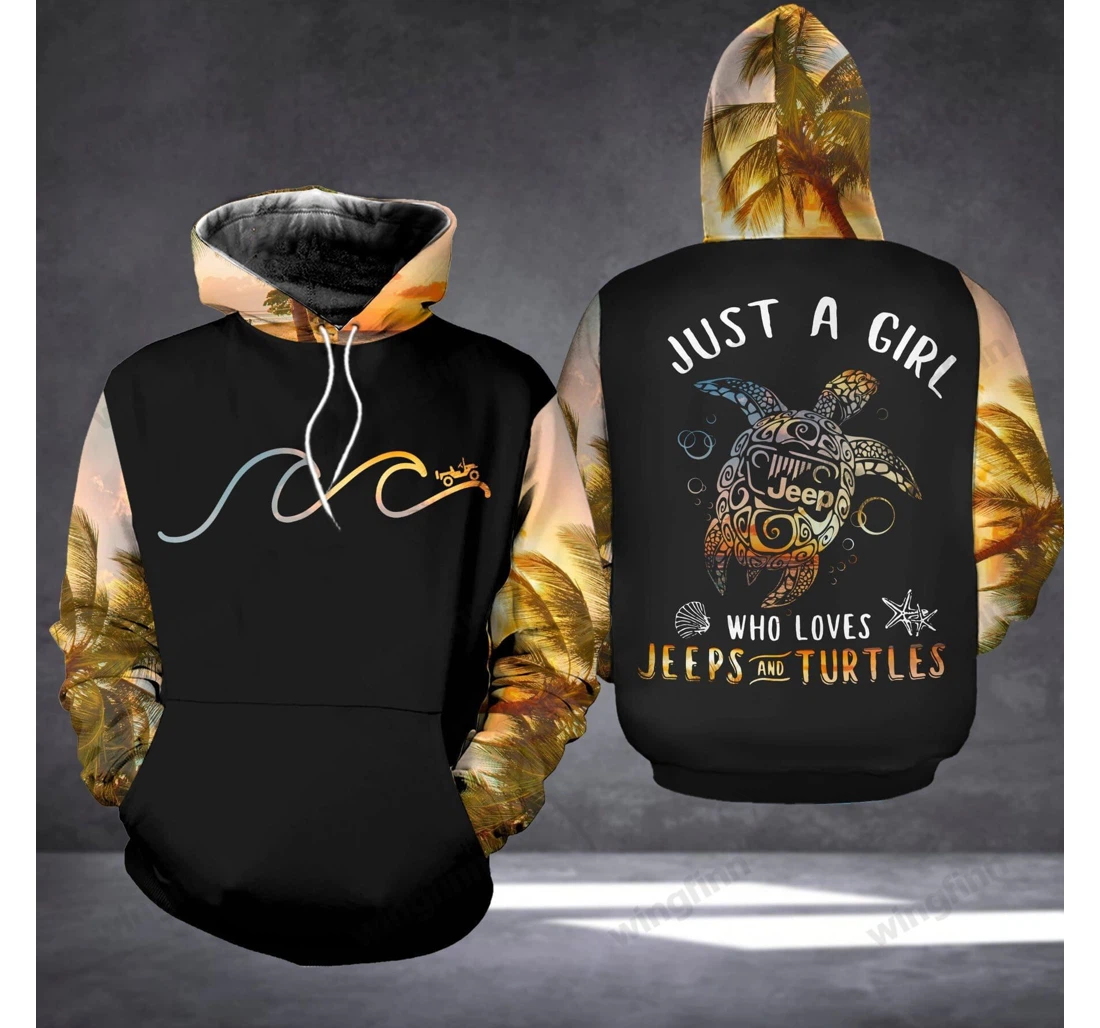 Personalized Just A Girl Who Loves Jps Turtles - 3D Printed Pullover Hoodie