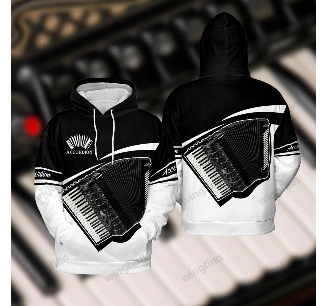 Personalized B&w Amazing Accordion H - 3D Printed Pullover Hoodie