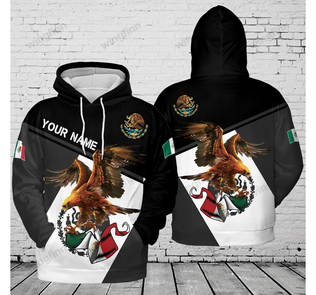 Personalized Custom Name Strong Patriot Mexican Eagle L - 3D Printed Pullover Hoodie
