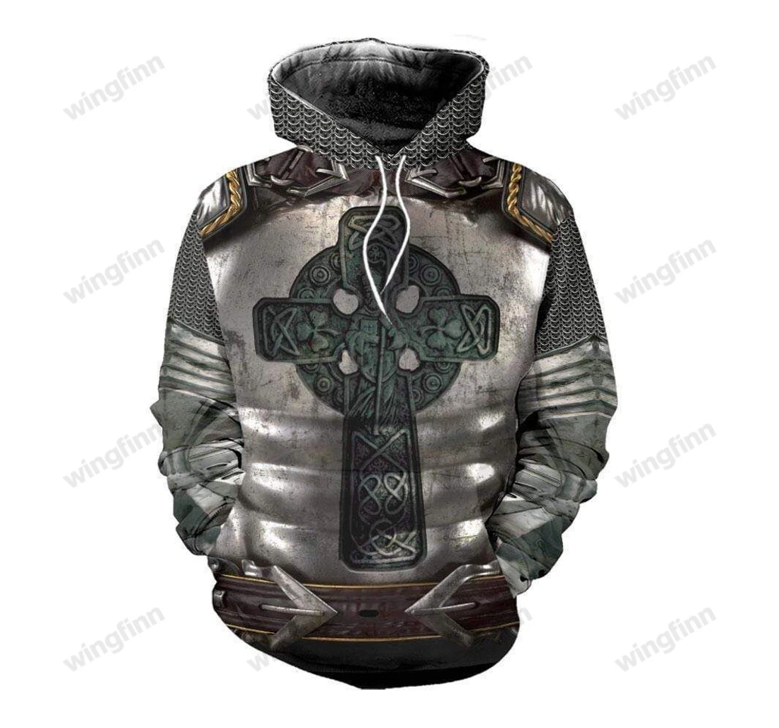 Personalized Irish Armor Knight Warrior Saint Patrick Celtic Cross H - 3D Printed Pullover Hoodie