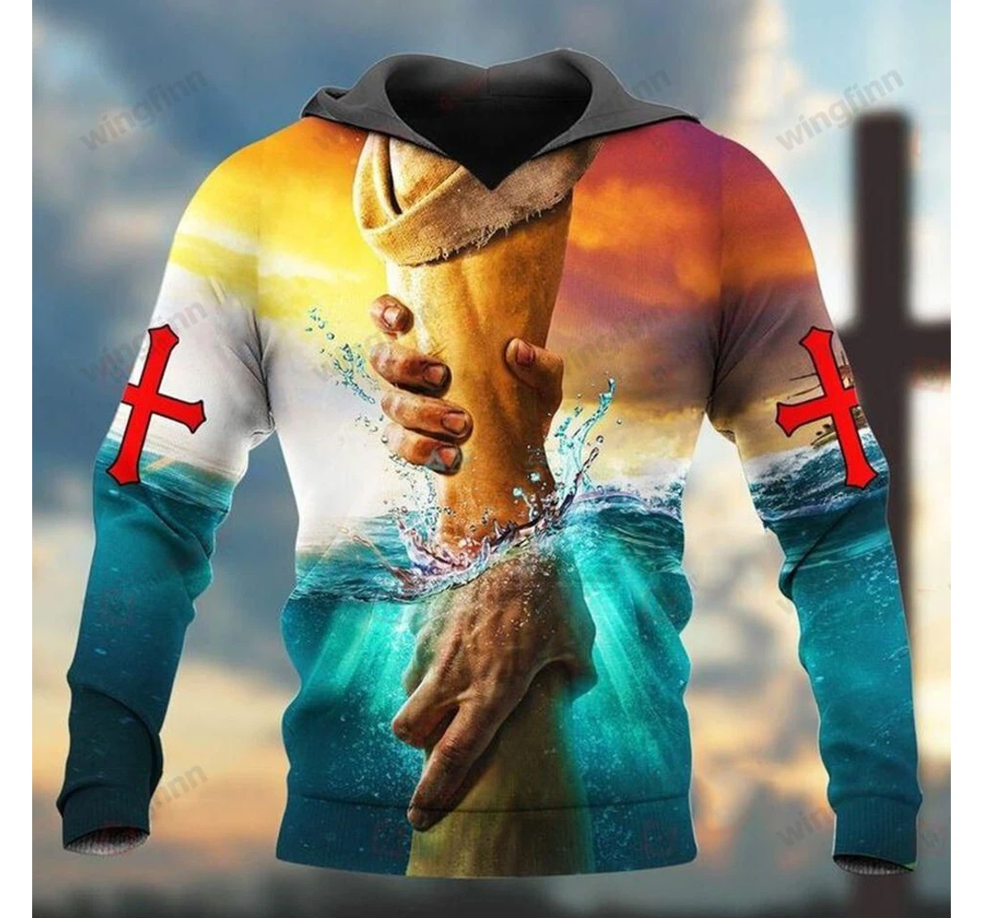 Personalized Jesus Save Me Hold My Hand - 3D Printed Pullover Hoodie