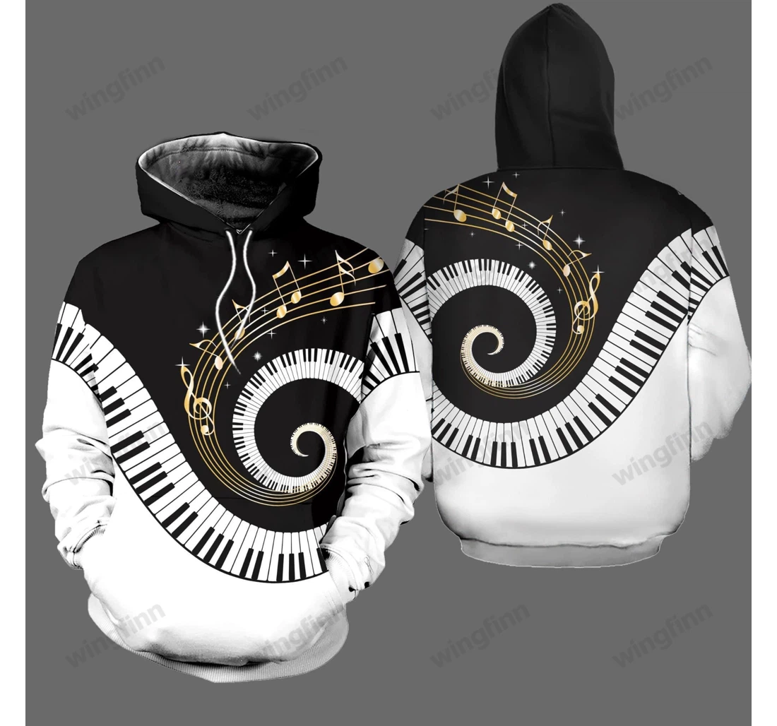 Personalized Musical Notes Piano L - 3D Printed Pullover Hoodie