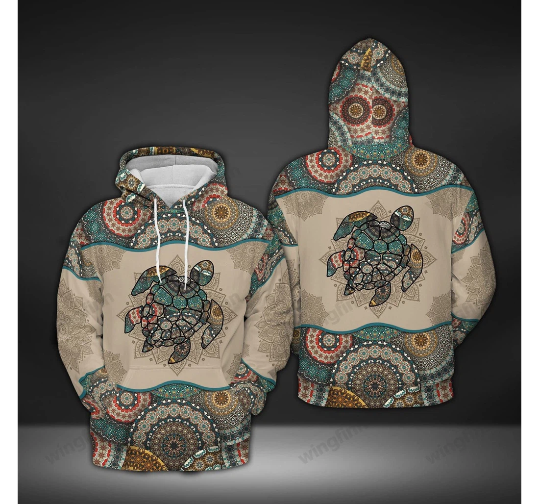 Personalized Amazing Vintage Turtle Mandala H - 3D Printed Pullover Hoodie