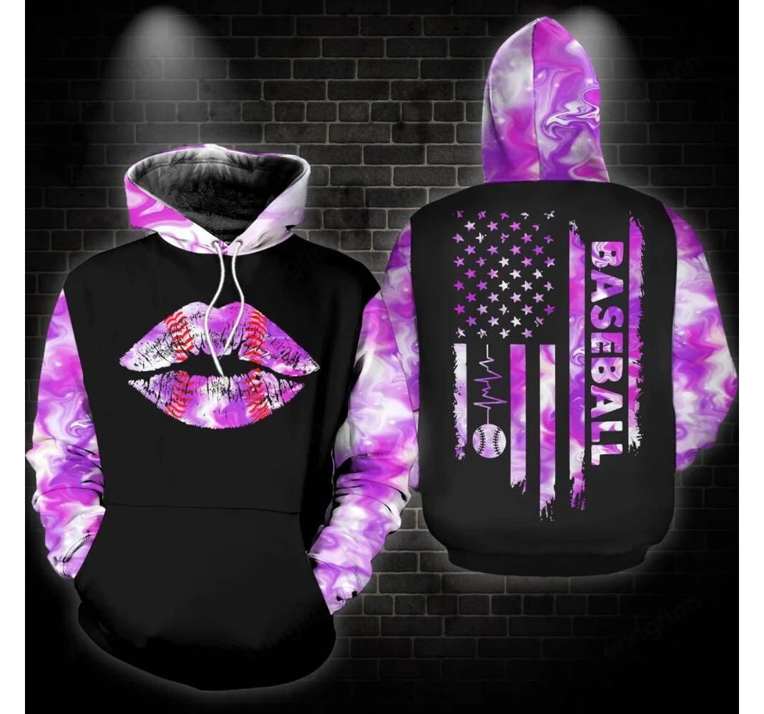Personalized Baseball Mom Lip - 3D Printed Pullover Hoodie