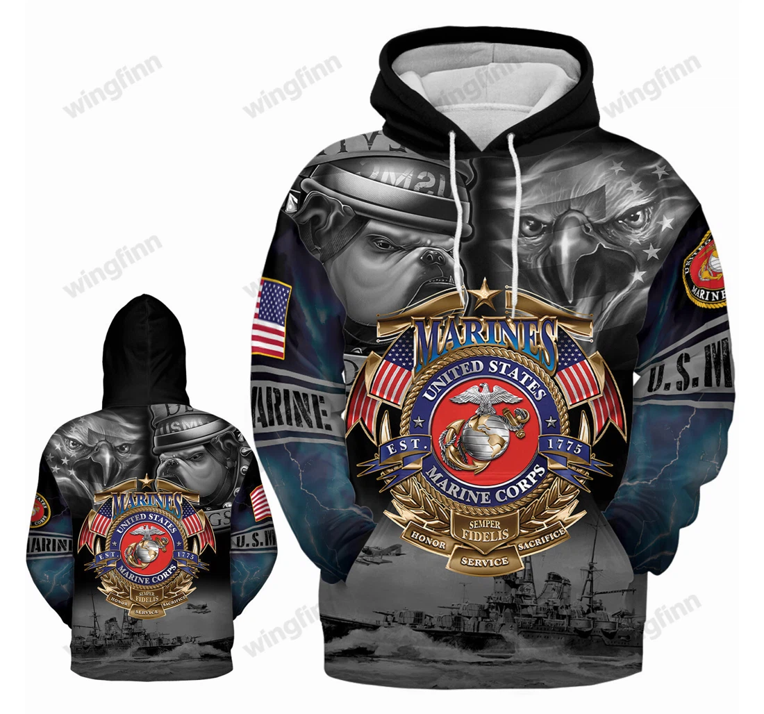Personalized Us Marine Corps Semper Honor Va - 3D Printed Pullover Hoodie