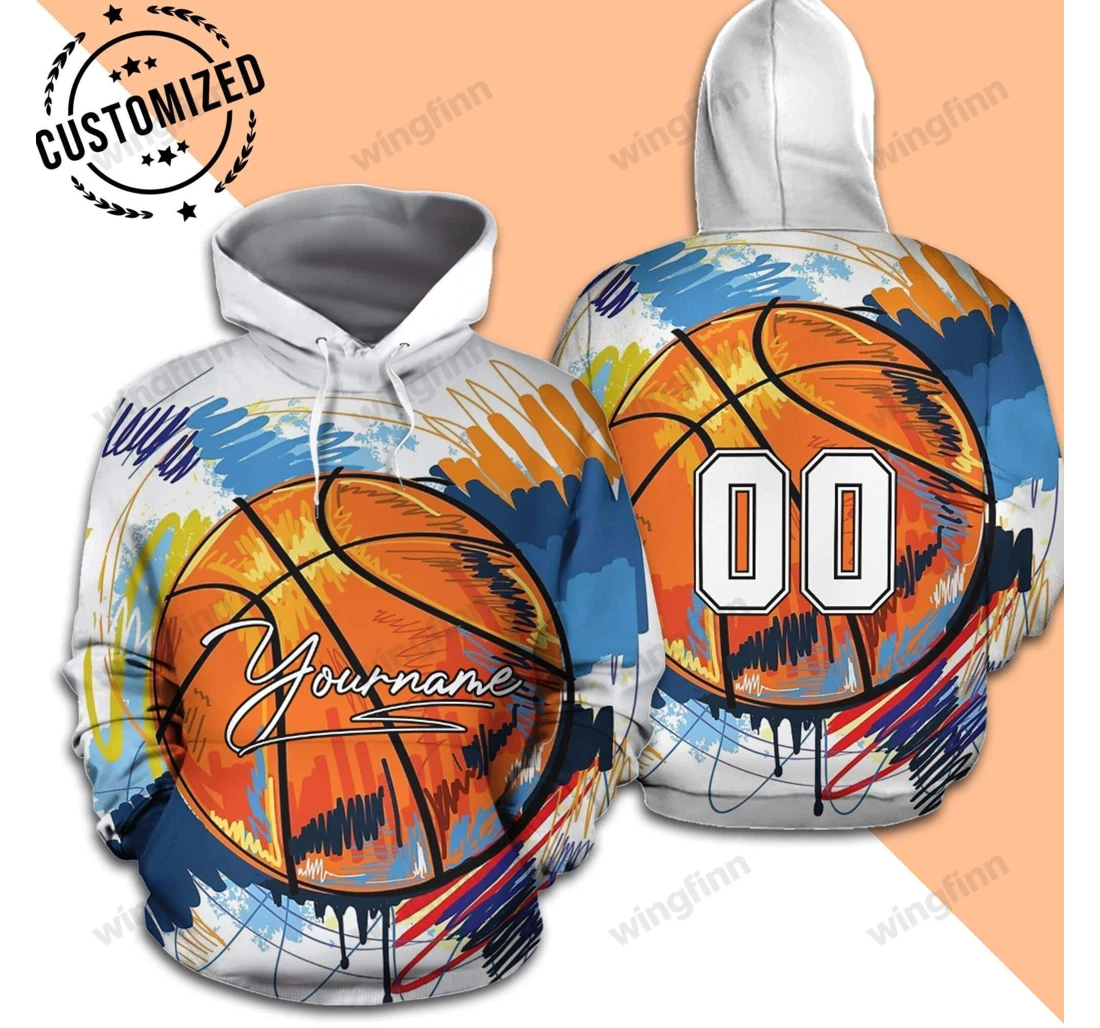 Personalized Basketball Water Color - 3D Printed Pullover Hoodie