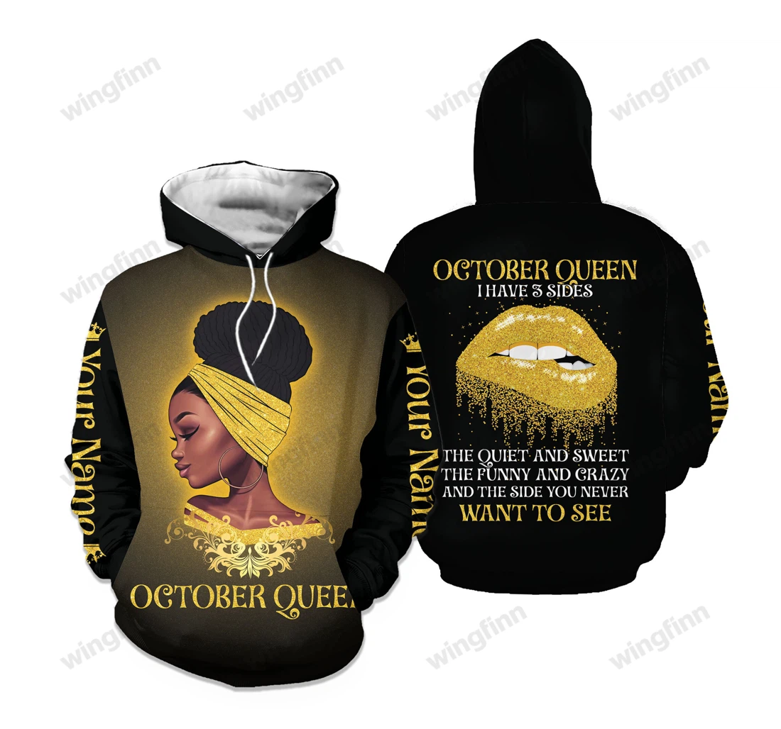 Personalized Queen I Have Three Sides Birthday - 3D Printed Pullover Hoodie