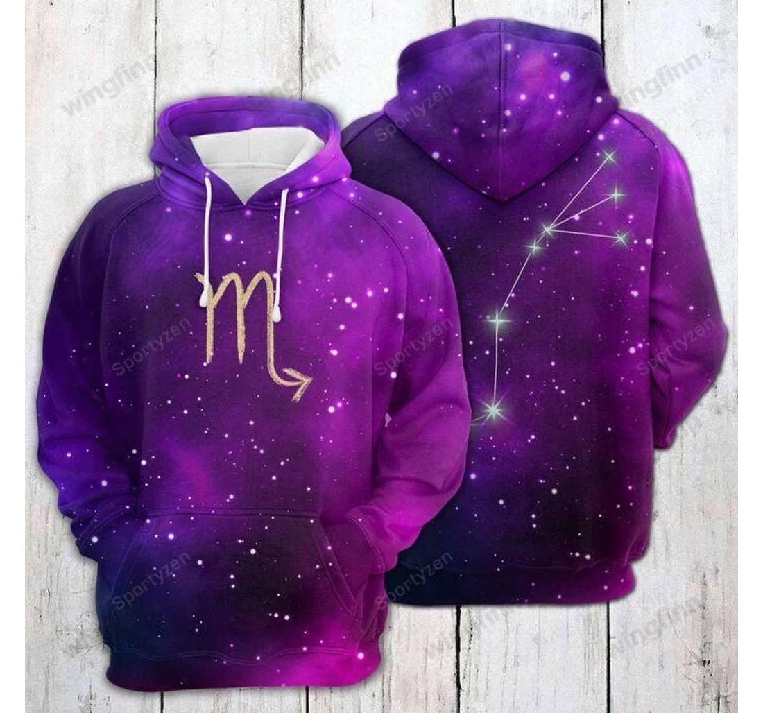 Personalized Scorpio Horoscope Purple Birthday L - 3D Printed Pullover Hoodie