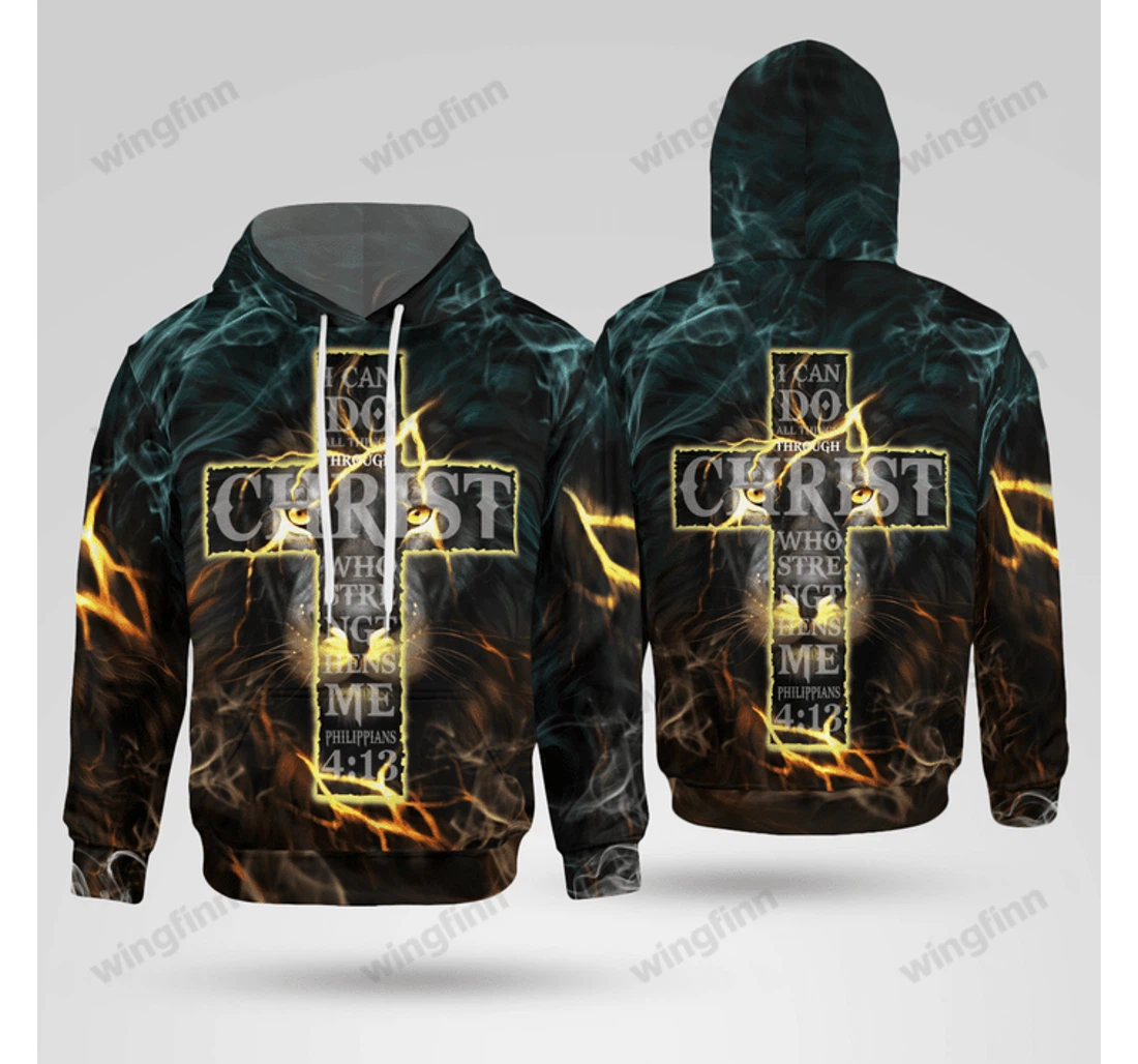 Personalized Christ Cross Jesus Lion Thunder - 3D Printed Pullover Hoodie