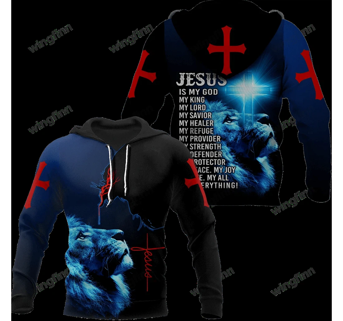 Personalized Awesome Easter Jesus My King My Lord My Savior - 3D Printed Pullover Hoodie