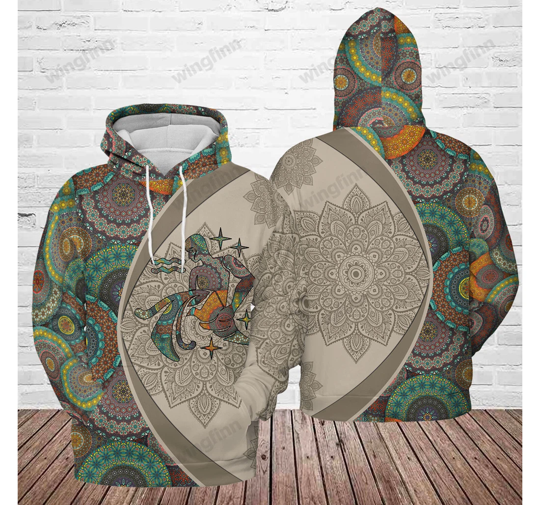 Personalized Amazing Aquarius Mandala Birthday L - 3D Printed Pullover Hoodie