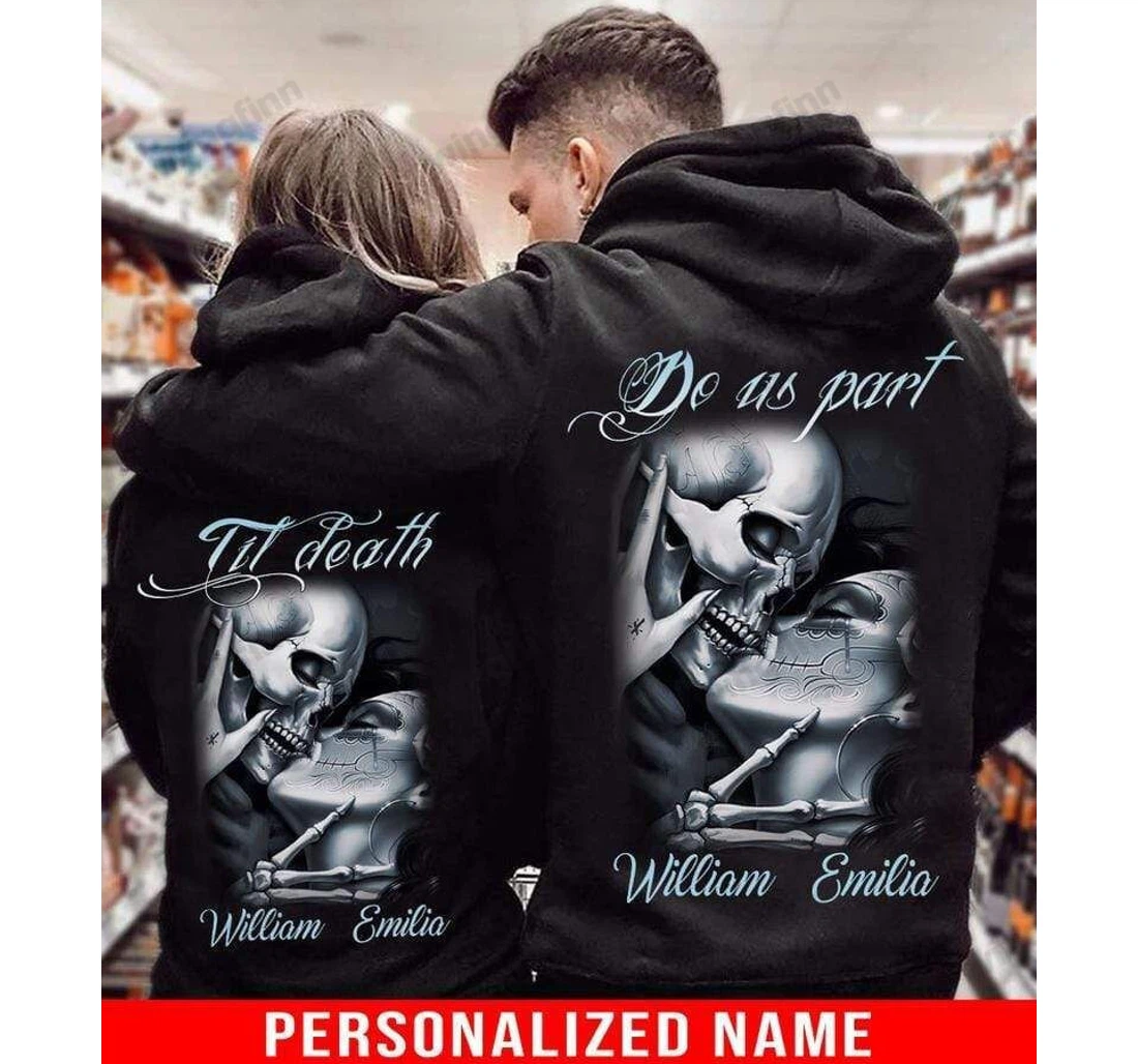 Personalized Tattoo Skull Couple Gift Valentine Day V - 3D Printed Pullover Hoodie