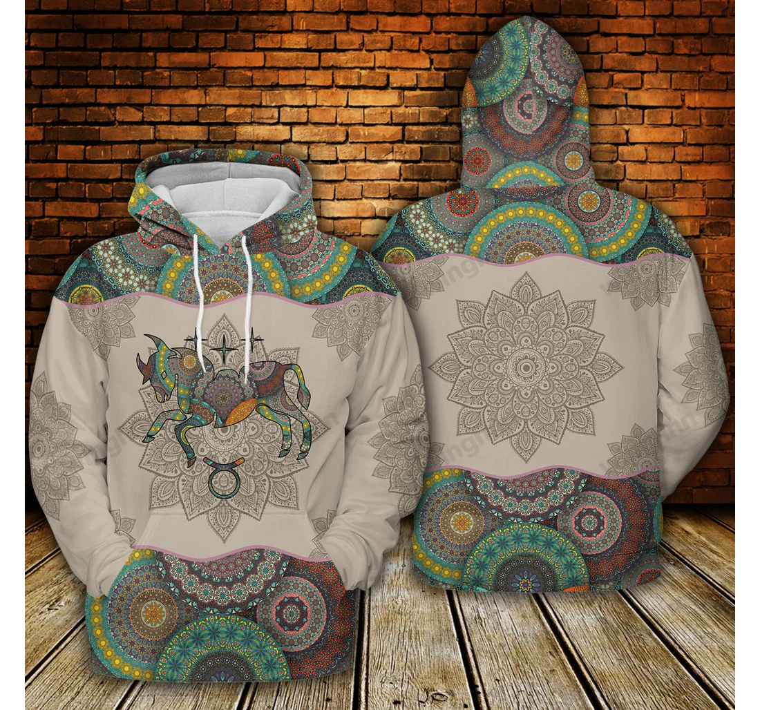 Personalized Awesome Mandala Taurus Horoscope Birthday L - 3D Printed Pullover Hoodie