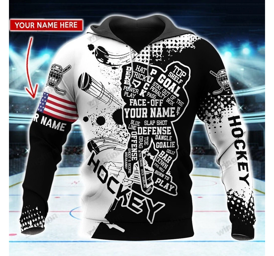 Personalized Hockey Player Goal Custom Name - 3D Printed Pullover Hoodie