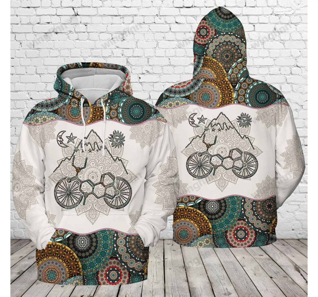 Personalized Hippie Lsd Bicycle Mandala Brown L - 3D Printed Pullover Hoodie