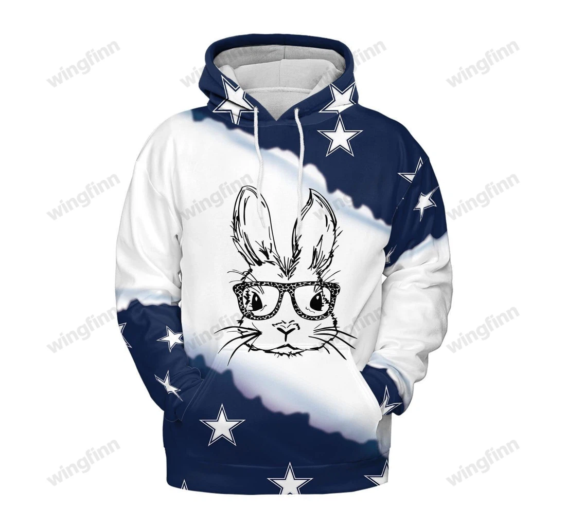 Personalized Easter Bunny Star H - 3D Printed Pullover Hoodie