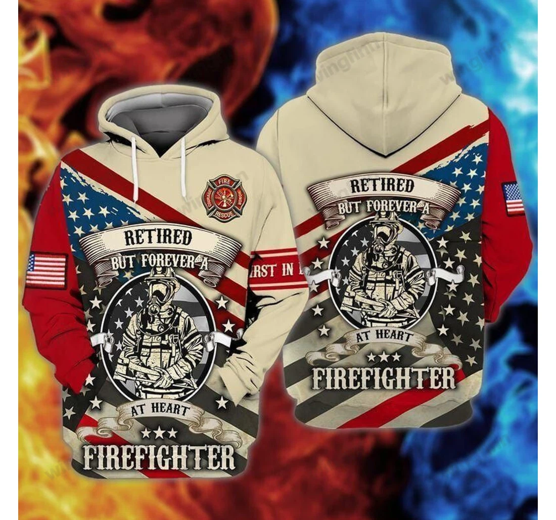 Personalized Father's Day Gift Firefighter Retired But Forever At Heart Va - 3D Printed Pullover Hoodie