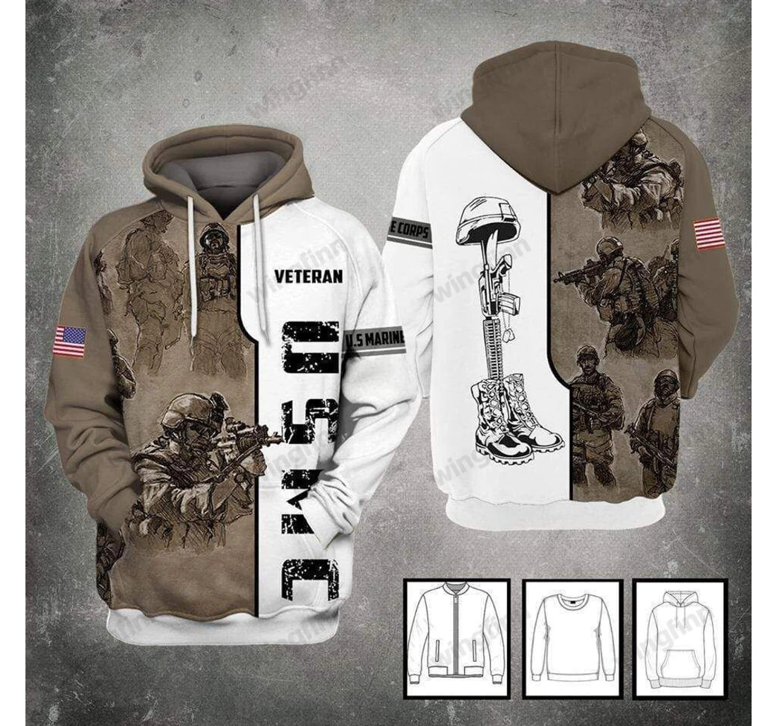 Personalized Us Marine Corps - 3D Printed Pullover Hoodie