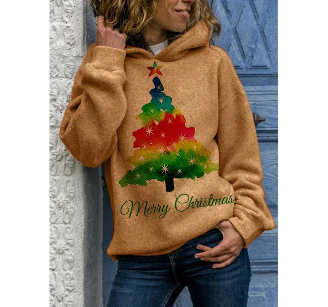 Personalized Christmas Tree Merry Christmas Letter - 3D Printed Pullover Hoodie