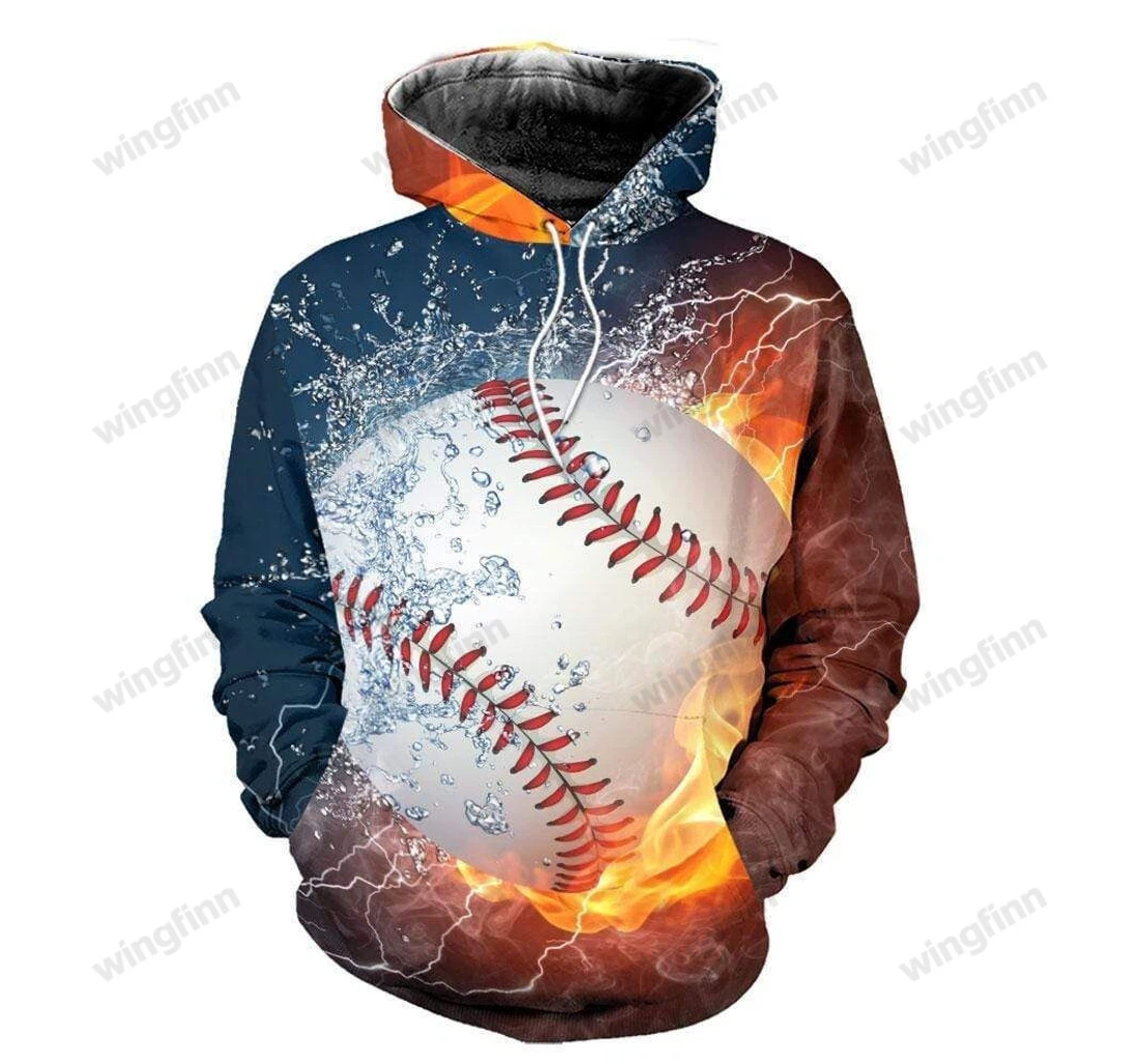 Personalized Baseball Fire Water H - 3D Printed Pullover Hoodie