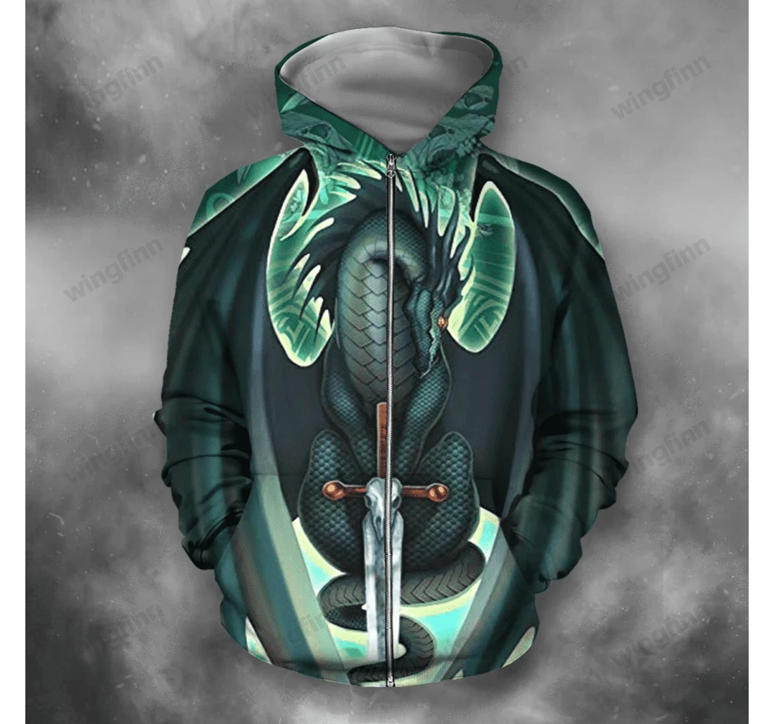 Personalized Dragon Green - 3D Printed Pullover Hoodie