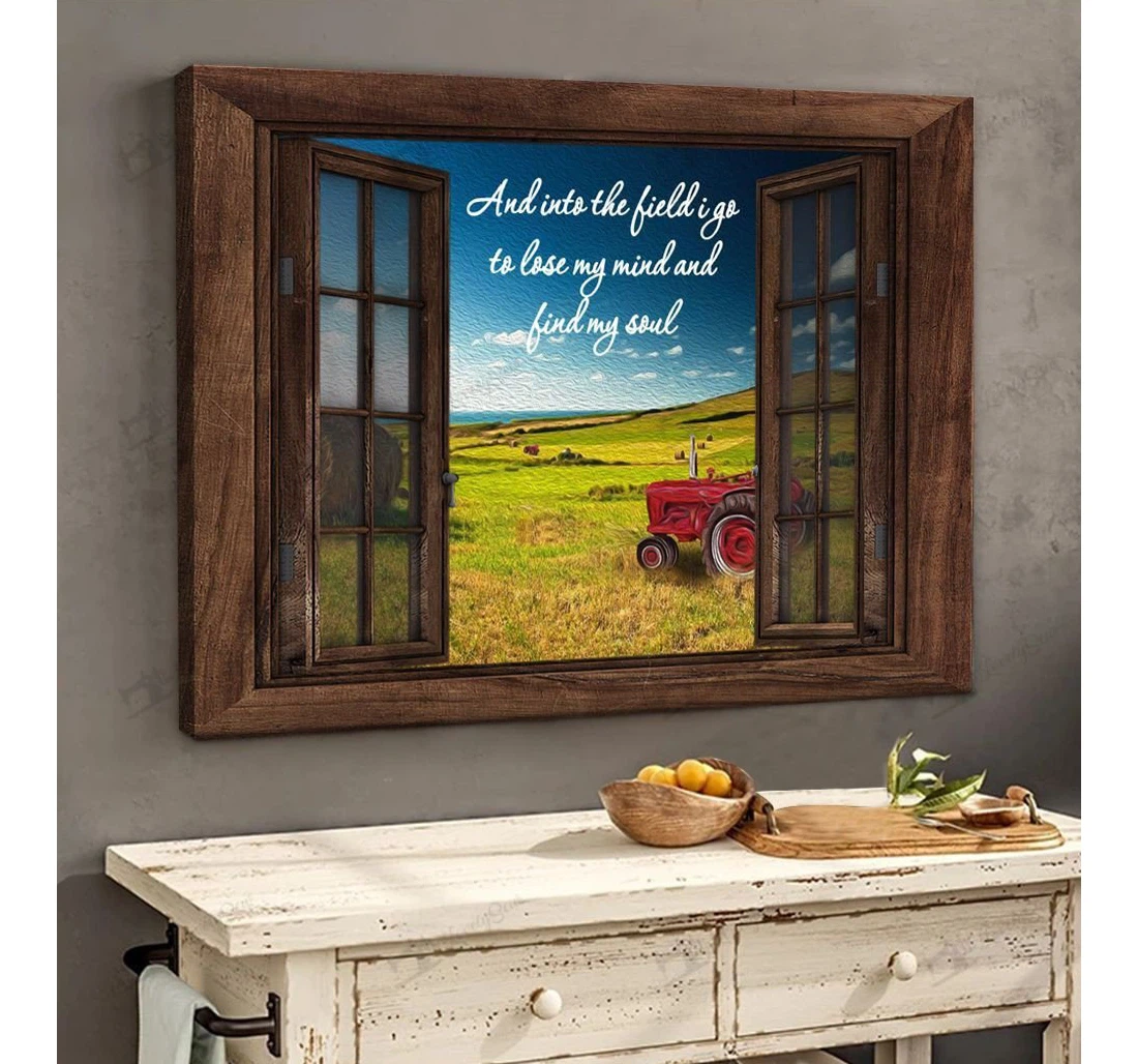 Poster, Canvas - Into The Field I Go-red Tractor Matte Print Framed Wall Art