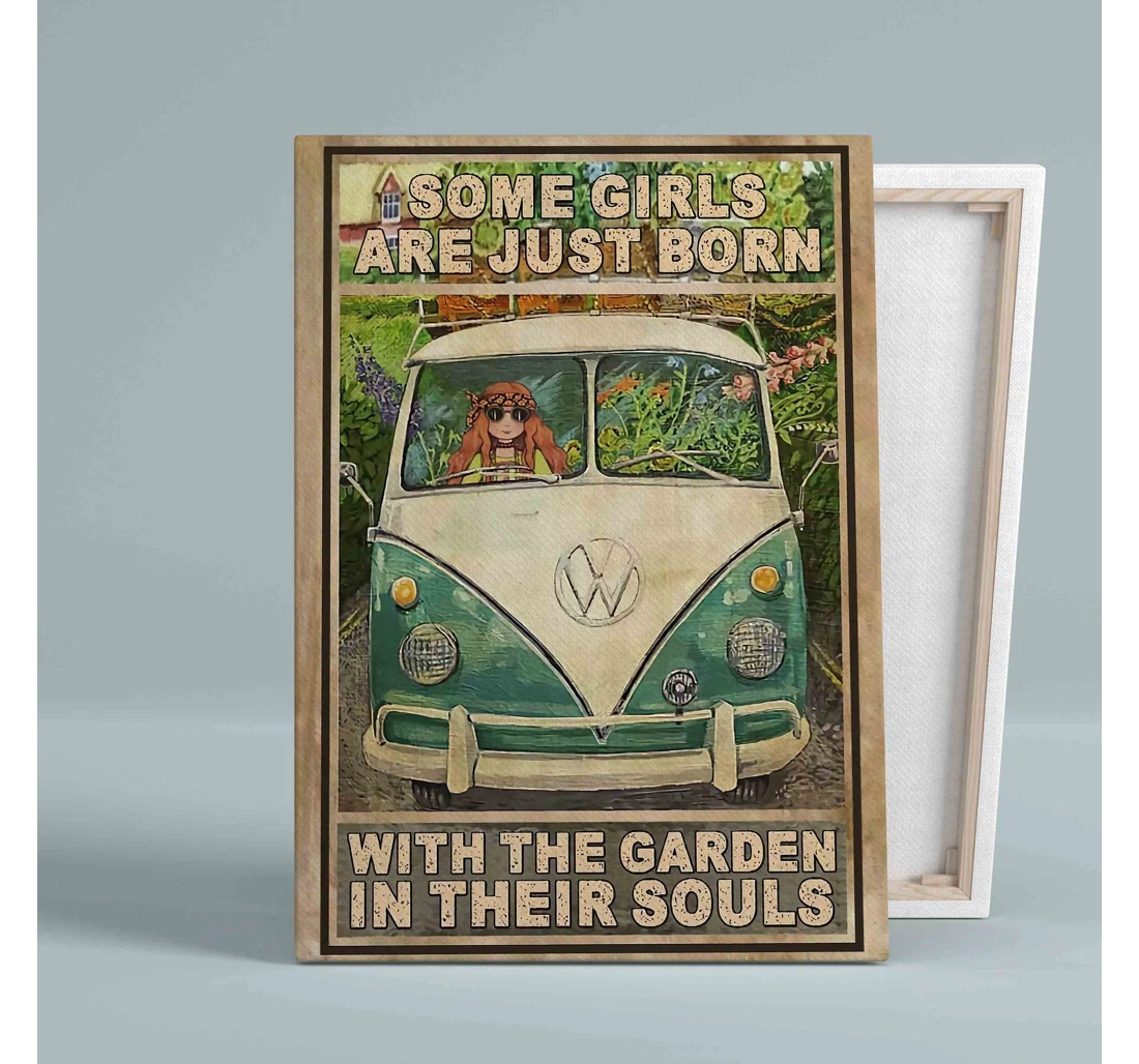 Poster, Canvas - Some Girls Are Just Born Garden Hippie Girl Canvas, Print Framed Wall Art