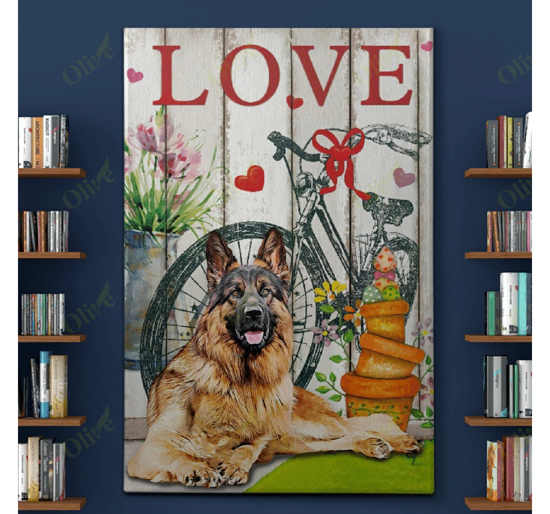 Poster, Canvas - German Shepherd It's Valentine Print Framed Wall Art