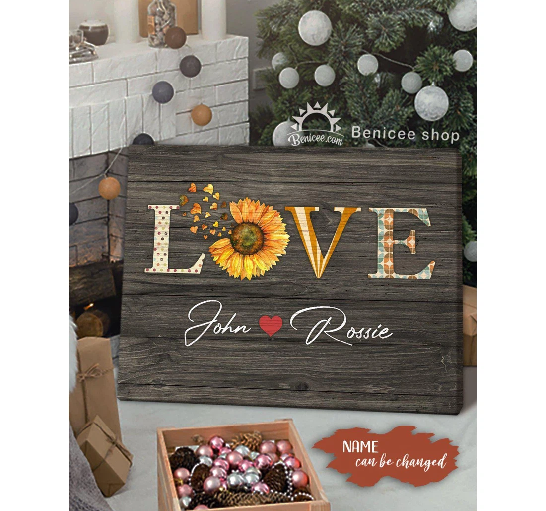 Poster, Canvas - Personalized Valentine Love Typo Flower Top 10 Print Framed Wall Art