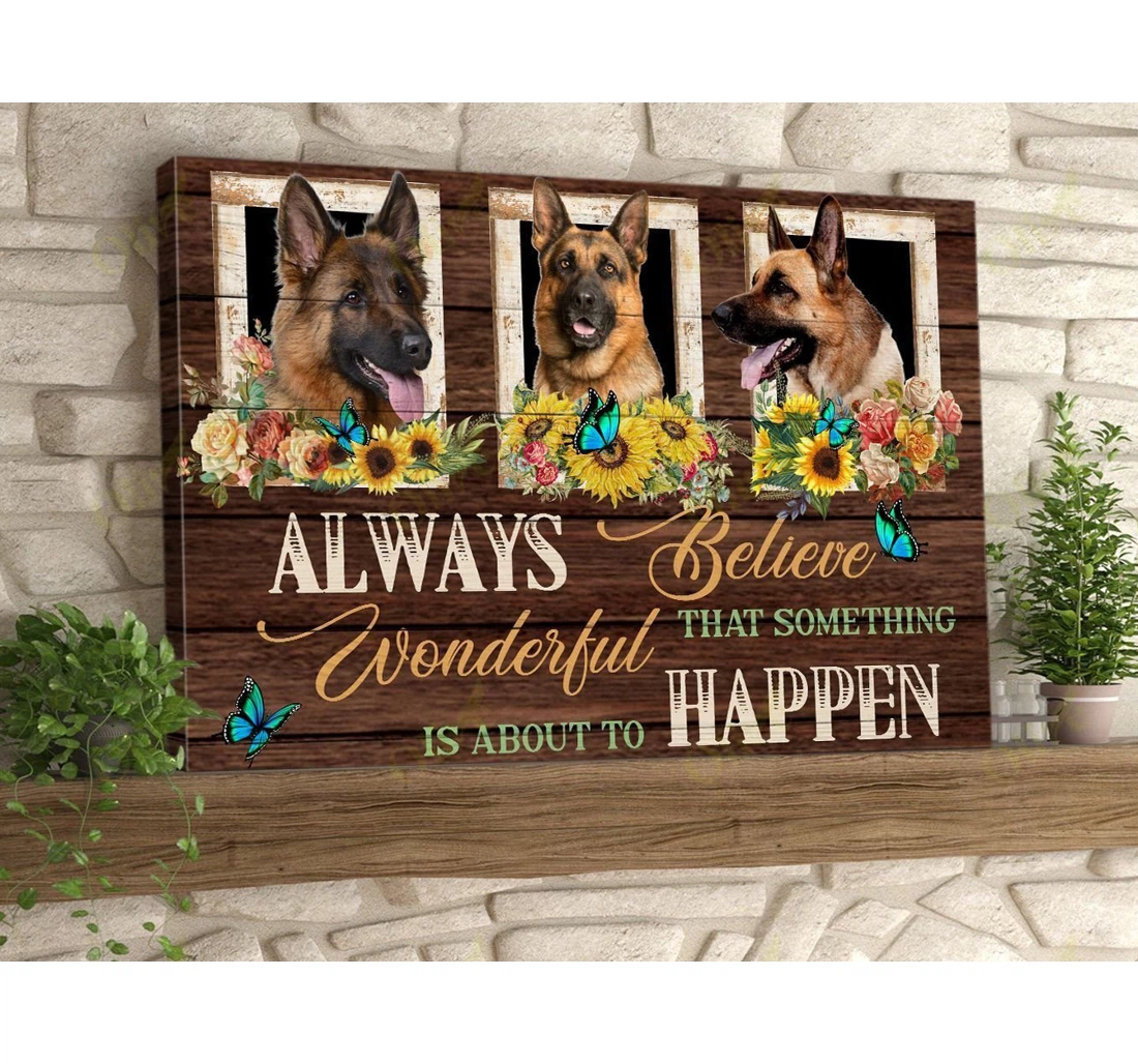 Poster, Canvas - German Shepherd Something Good Is About To Happen Print Framed Wall Art