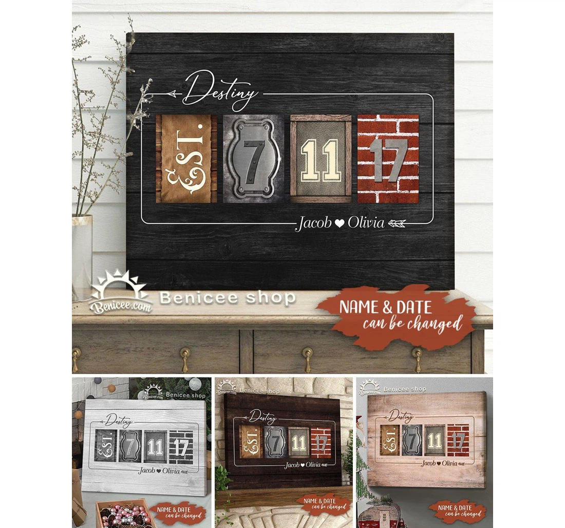 Poster, Canvas - Personalized Valentine Destiny Est Couple Top 10 Print Framed Wall Art