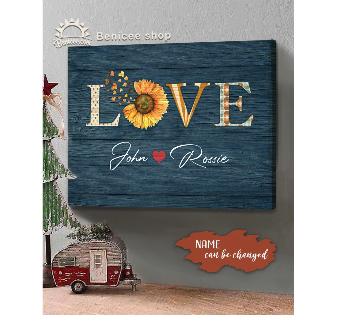 Poster, Canvas - Personalized Valentine Love Sunflower Top 10 Print Framed Wall Art