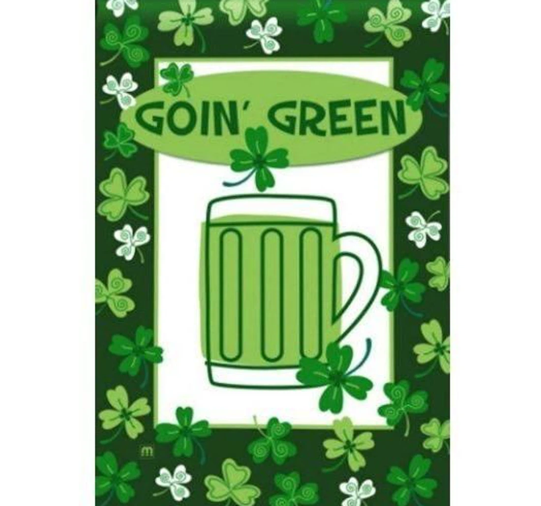 Happy St. Patrick's Day Clovers Border Goin Green Printed Both-Sides, UV And Fade - Resistant Flag
