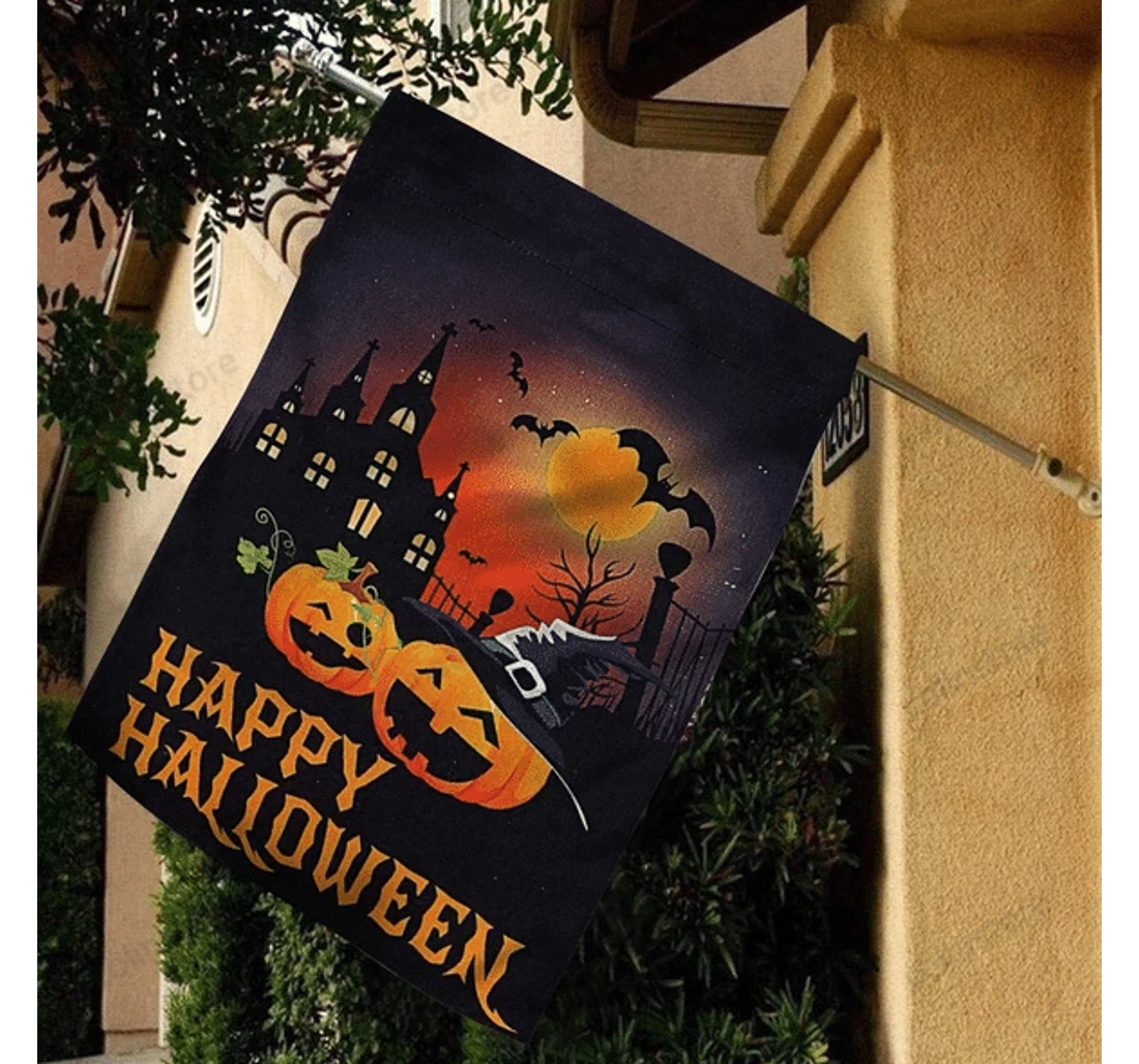 Spooky Bat Pumpkin Happy Halloween Gi Family, Halloween, Printed Both-Sides, UV And Fade - Resistant Flag