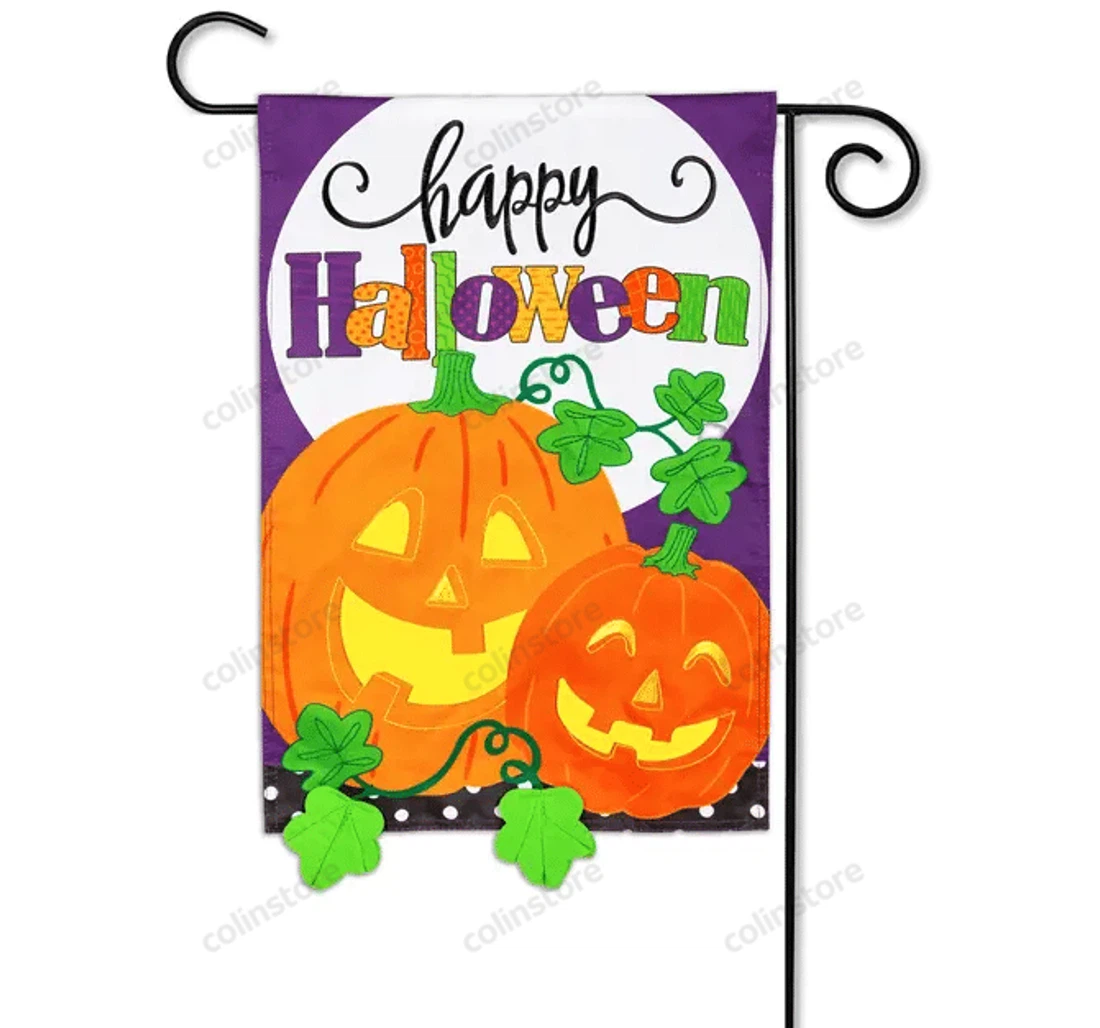 Halloween Jack-o-lanterns Applique Gi Family, Halloween, Printed Both-Sides, UV And Fade - Resistant Flag