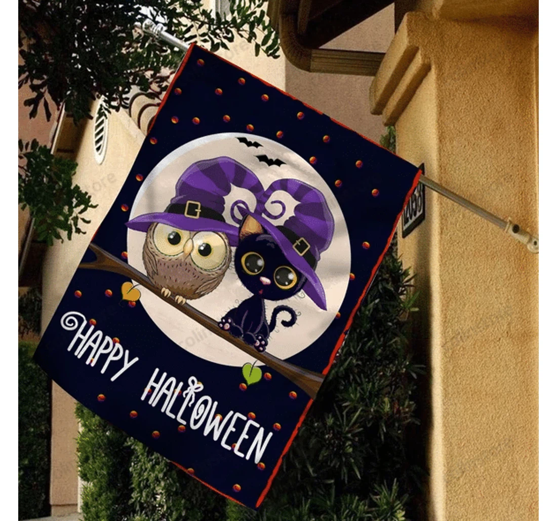 Happy Halloween Owl Cat Gi Family, Halloween, Printed Both-Sides, UV And Fade - Resistant Flag