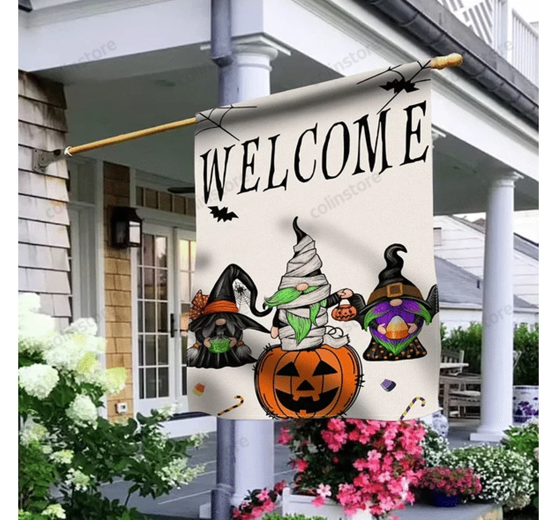 Halloween Gnome Gi Family, Halloween, Printed Both-Sides, UV And Fade - Resistant Flag