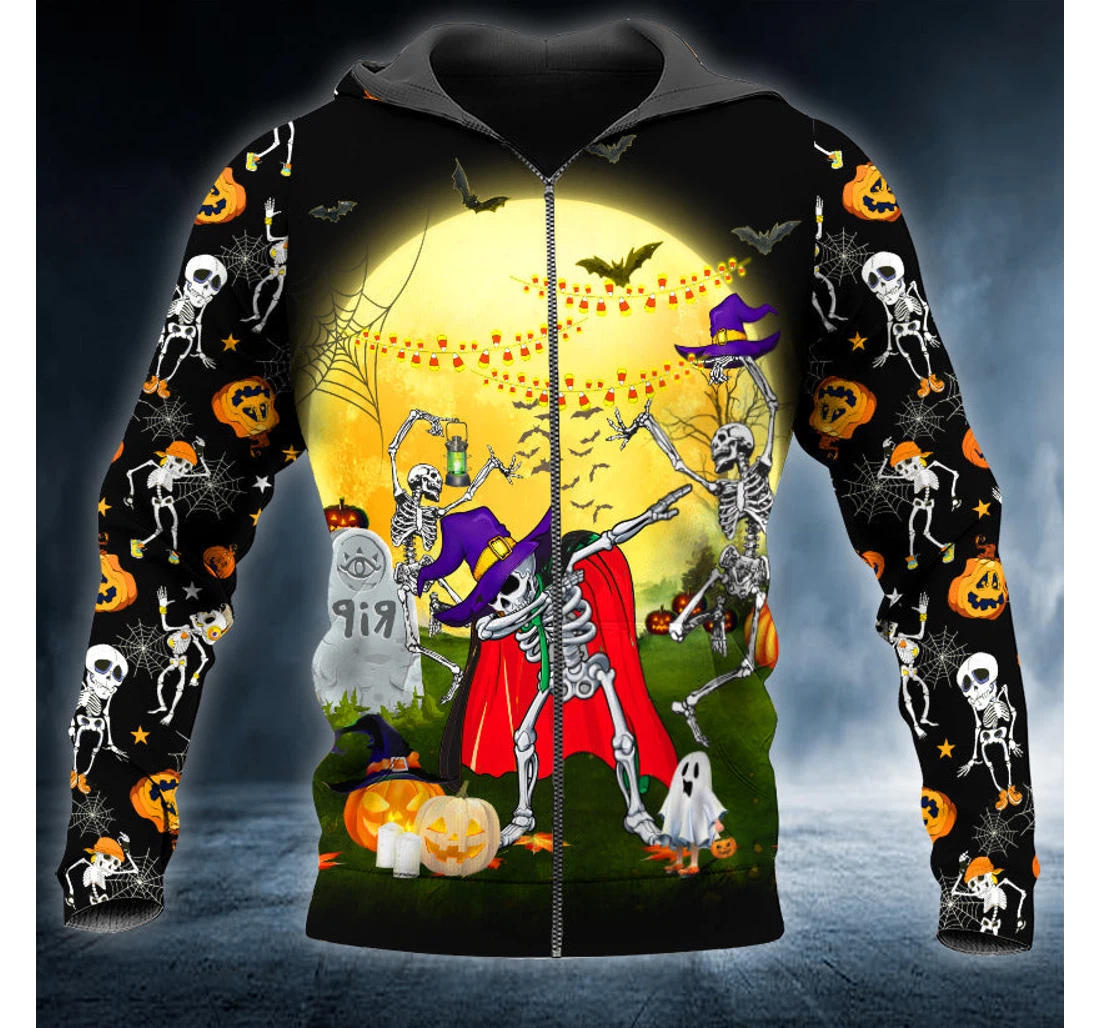 Personalized Zip Hoodie - Halloween Party Skull - 3D Printed