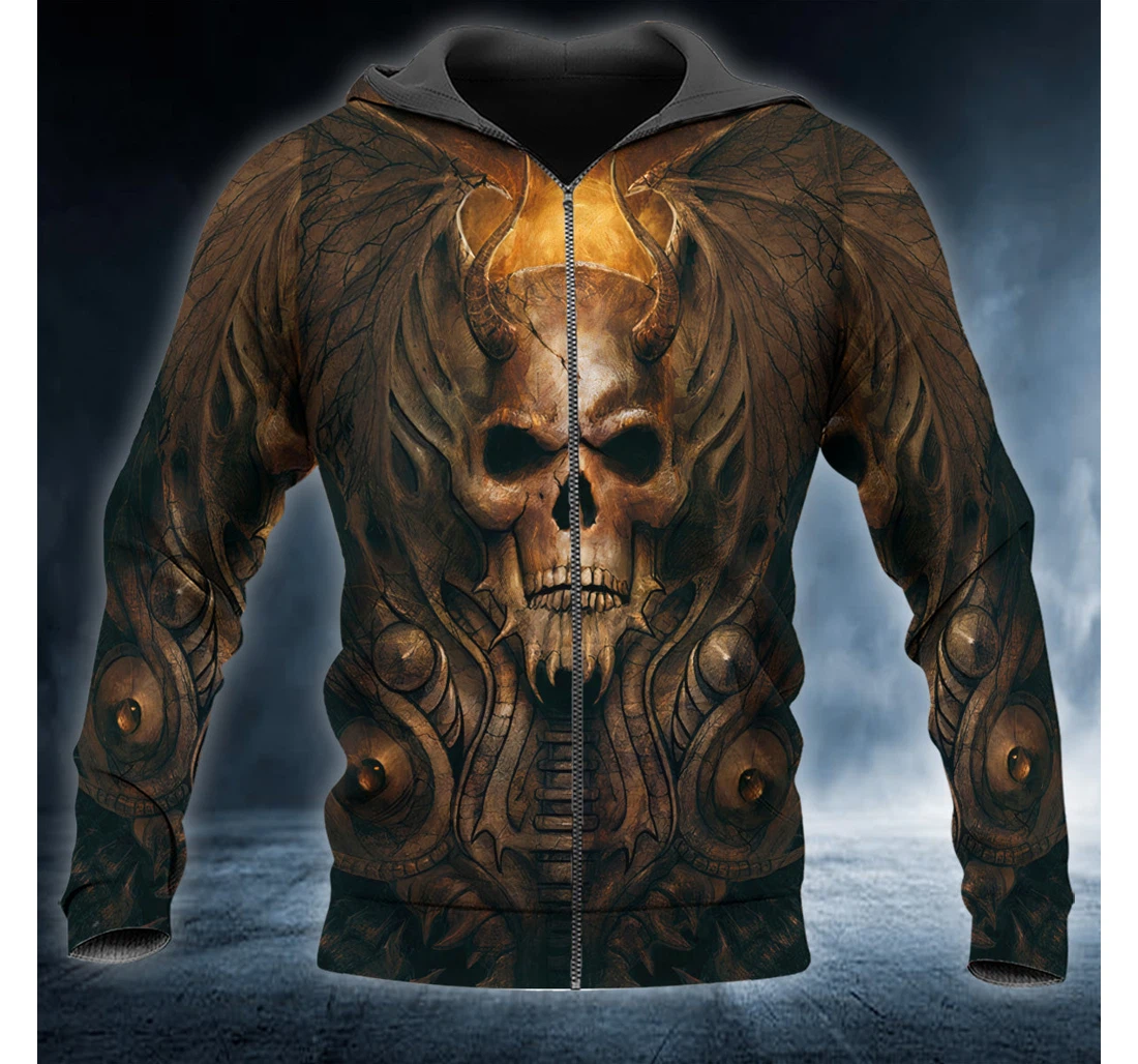 Personalized Brown Horned King Skull - 3D Printed Pullover Hoodie