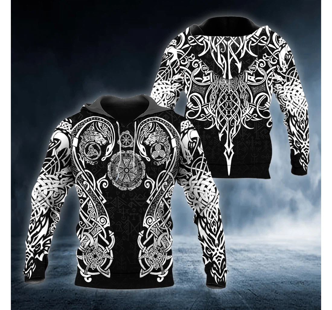 Personalized White Halls Of Valhalla Viking Tattoo - 3D Printed Pullover Hoodie