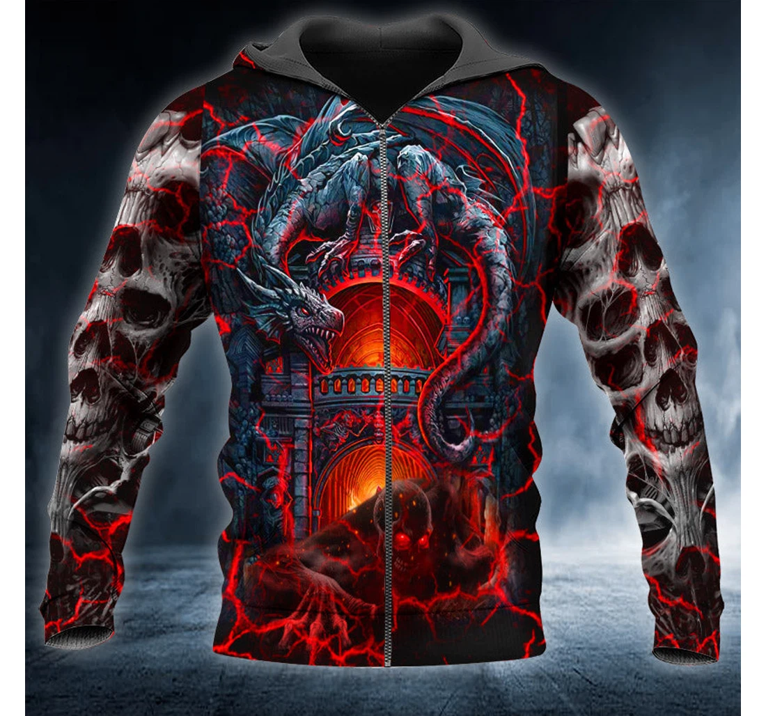 Personalized Dragon's Lair Fires Of Hell Skull - 3D Printed Pullover Hoodie
