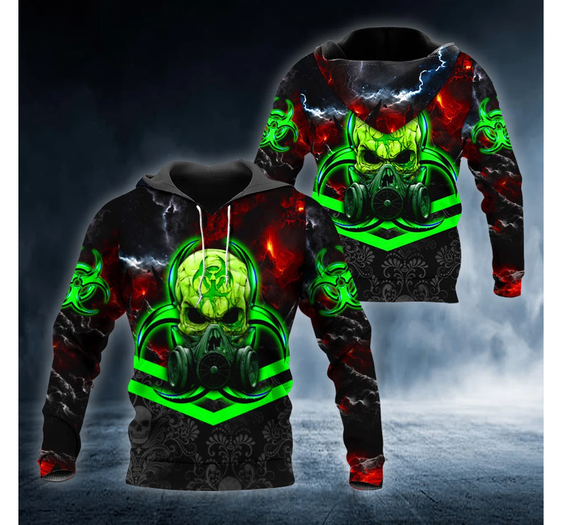 Personalized Warning Green Biohazard Skull - 3D Printed Pullover Hoodie