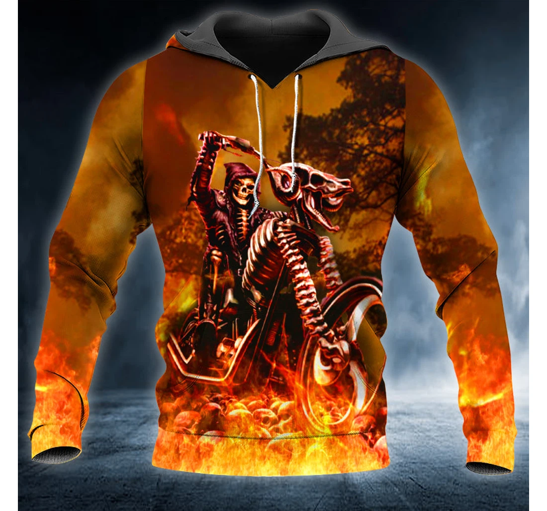 Personalized Reaper Rider Fire Skull - 3D Printed Pullover Hoodie