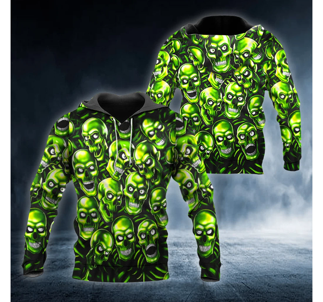 Personalized Halloween Pattern Blue Skull - 3D Printed Pullover Hoodie
