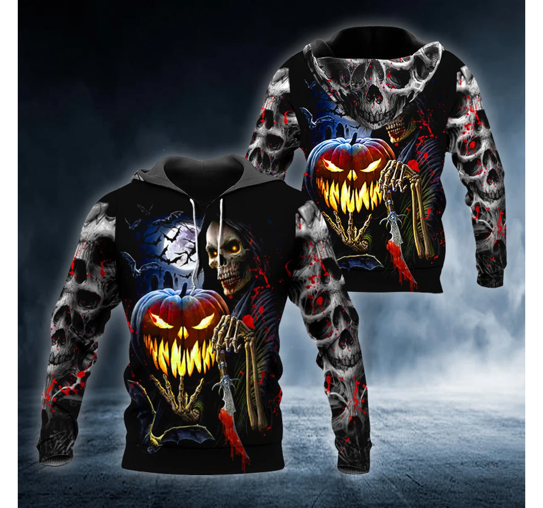 Personalized Halloween Pumkin Hunter Skull - 3D Printed Pullover Hoodie