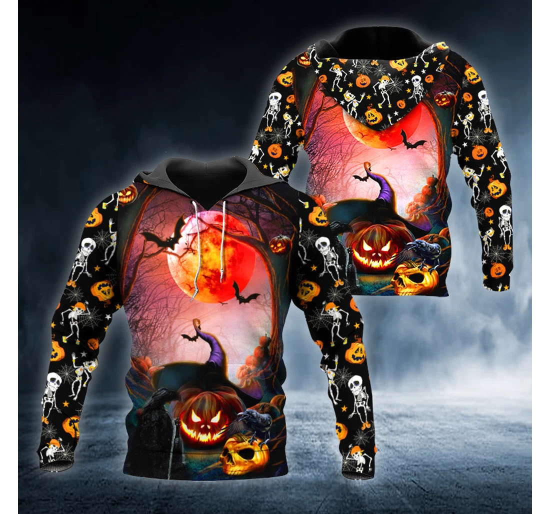 Personalized Happy Halloween Skull - 3D Printed Pullover Hoodie