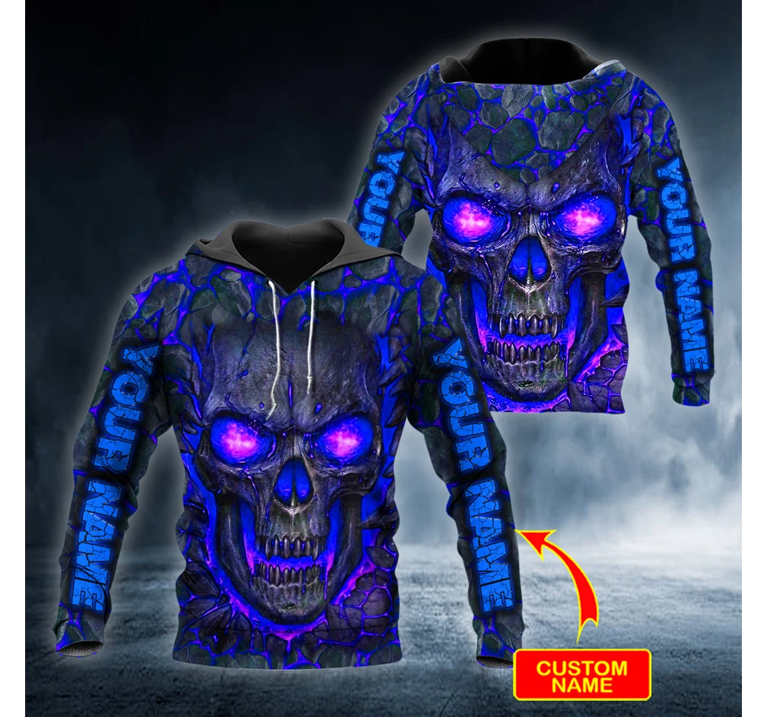 Blue Lava Blast Skull Personalized - 3D Printed Pullover Hoodie