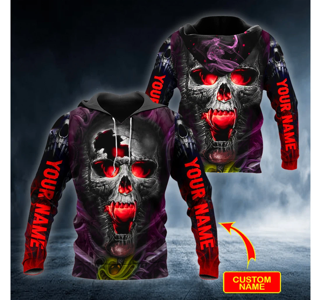 Red Monster Skull Personalized - 3D Printed Pullover Hoodie