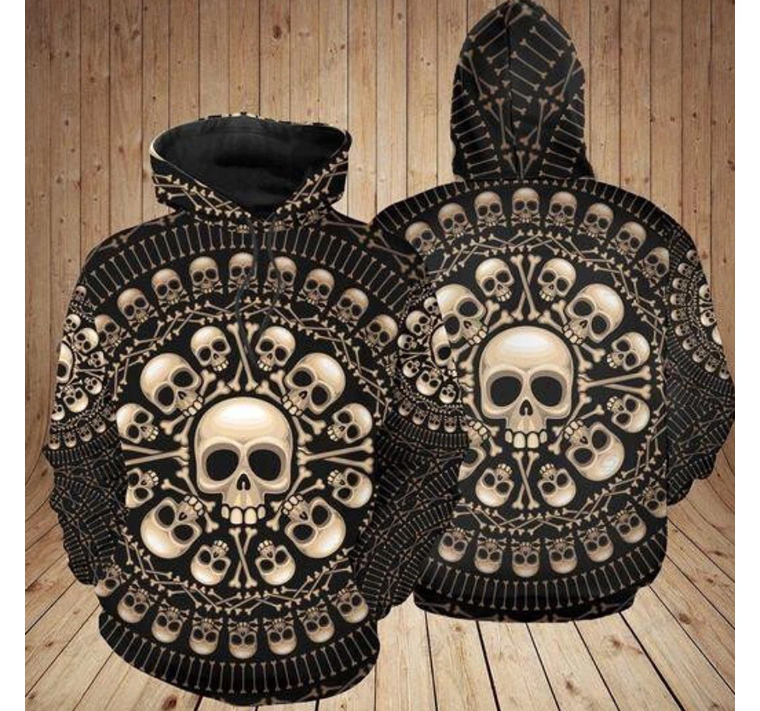 Personalized Skull Pattern All Zip- Up - 3D Printed Pullover Hoodie