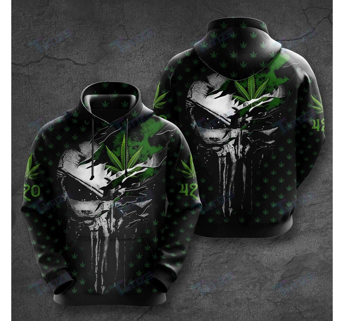Personalized Skull Weed Green - 3D Printed Pullover Hoodie